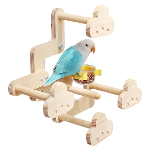 Mihauuke Vogel Sitzstangen Für Käfig, Holz Vogel Spielständer Mit Futternapf, Zubehör Für Sittiche Garten Innenbereich Hof Spielplatz Baum Nest Mihauuke Vogel Sitzstangen Für Käfig, Holz Vogel Spielständer Mit Futternapf, Zubehör Für Sittiche Garten Innenbereich Hof Spielplatz Baum Nest von Mihauuke