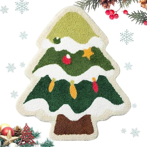 Mihauuke Weihnachtsbaum Badematte | 61x81 cm Weihnachtsbaum Wäschematte,rutschfeste Bodenmatte für Diele Flur Schlafzimmer Waschraum Wohnzimmer Dusche Badezimmer Dekoration von Mihauuke