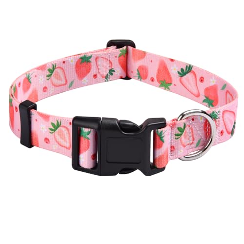 Mihqy Hundehalsband, Verstellbares, Weich & Komfort Hunde Halsband, Böhmisches, Blumen, geometrisches, Stammes Design, für Kleine, Mittlere und Große Hunde(Erdbeere,XS) von Mihqy