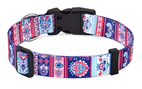 Mihqy Hundehalsband, Verstellbares, Weich & Komfort Hunde Halsband, Böhmisches, Blumen, geometrisches, Stammes Design, für Kleine, Mittlere und Große Hunde(Geometrie Floral,M) von Mihqy