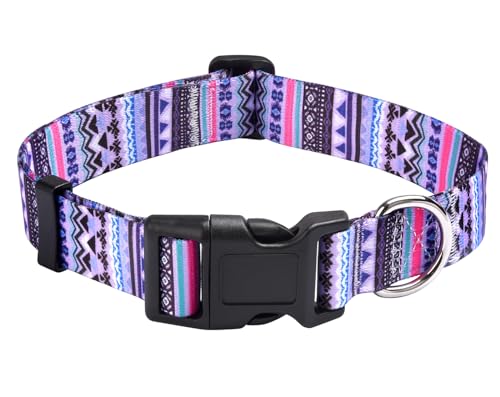 Mihqy Hundehalsband, Verstellbares, Weich & Komfort Hunde Halsband, Böhmisches, Blumen, geometrisches, Stammes Design, für Kleine, Mittlere und Große Hunde(Lila Böhmen,L) von Mihqy