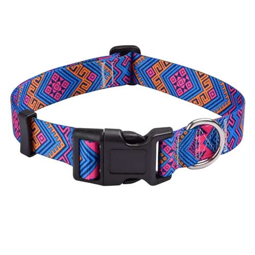 Mihqy Hundehalsband, Verstellbares, Weich & Komfort Hunde Halsband, Böhmisches, Blumen, geometrisches, Stammes Design, für Kleine, Mittlere und Große Hunde(Orange Ethnic Style,L) von Mihqy