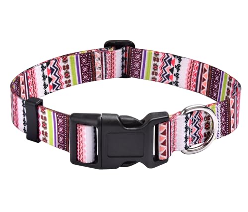 Mihqy Hundehalsband, Verstellbares, Weich & Komfort Hunde Halsband, Böhmisches, Blumen, geometrisches, Stammes Design, für Kleine, Mittlere und Große Hunde(Rosa Böhmen,L) von Mihqy