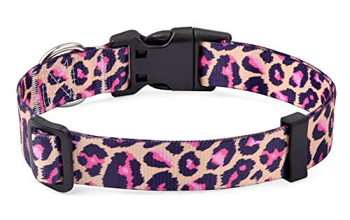 Mihqy Hundehalsband, Verstellbares, Weich & Komfort Hunde Halsband, Böhmisches, Blumen, geometrisches, Stammes Design, für Kleine, Mittlere und Große Hunde(Rosa Leopard,L) von Mihqy