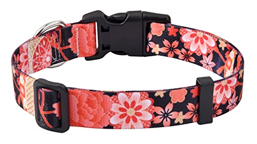 Mihqy Hundehalsband, Verstellbares, Weich & Komfort Hunde Halsband, Böhmisches, Blumen, geometrisches, Stammes Design, für Kleine, Mittlere und Große Hunde(Rote Blume A,L) von Mihqy