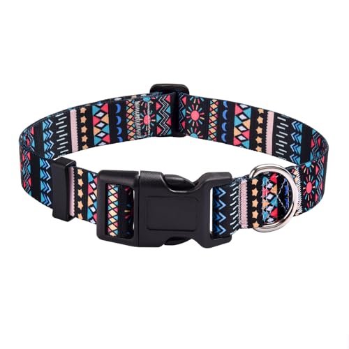 Mihqy Hundehalsband, Verstellbares, Weich & Komfort Hunde Halsband, Böhmisches, Blumen, geometrisches, Stammes Design, für Kleine, Mittlere und Große Hunde(Schwarz Böhmen,XS) von Mihqy