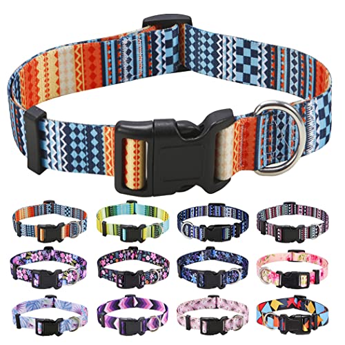 Mihqy Hundehalsband, Verstellbares, Weich & Komfort Hunde Halsband, Böhmisches, Blumen, geometrisches, Stammes Design, für Kleine, Mittlere und Große Hunde(Böhmische Orange,S) von Mihqy