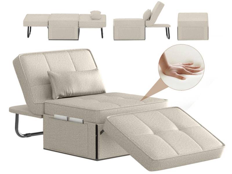 Mihtrov Schlafsofa 4-in-1 Sofa mit Schlaffunktion, Schlafcouch Ausziehbar, 1 Teile, mit Verstellbarer Rückenlehne Dunkelgrau von Mihtrov