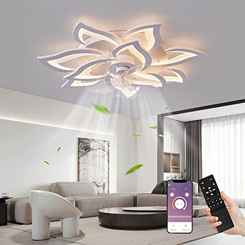 Deckenventilator Mit Beleuchtung 100W Leise Modern Fan Lampe Mit Ventilator Dimmbar LED 10 Lichter 12000LM Blumenform Reversibler Deckenlampe Für Wohnzimmer Schlafzimmer Esszimmer Innenbeleuchtung von MiiR