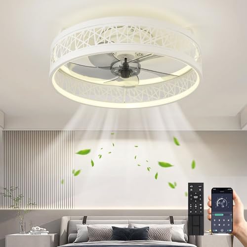 Deckenventilator Mit Beleuchtung LED 60W Deckenlampe Mit Ventilator Modern Leise Deckenleuchte Mit Fernbedienung Dimmbar 6 Geschwindigkeiten Lampe Mit Ventilator Für Wohnzimmer Schlafzimmer Weiß von MiiR
