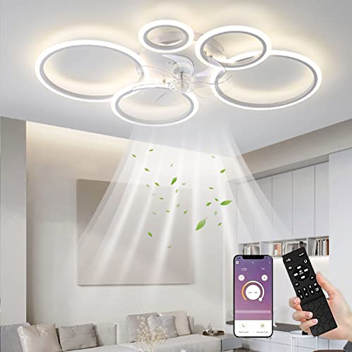 LED Deckenventilator Mit Beleuchtung 145W Deckenlampe Mit Ventilator Und Fernbedienung APP 3 Farbtemperatur 6 Geschwindigkeiten Deckenventilator Mit Licht Für Schlafzimmer Wohnzimmer Esszimmer Licht von MiiR