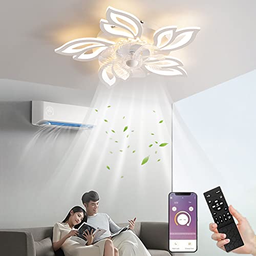 LED Leise Deckenventilator Mit Beleuchtung, 60W Deckenleuchte Deckenventilator Dimmbar Deckenleuchte Mit Ventilator Mit Fernbedienung Und APP Für Schlafzimmer Wohnzimmer Esszimmer Arbeitszimmer Licht von MiiR