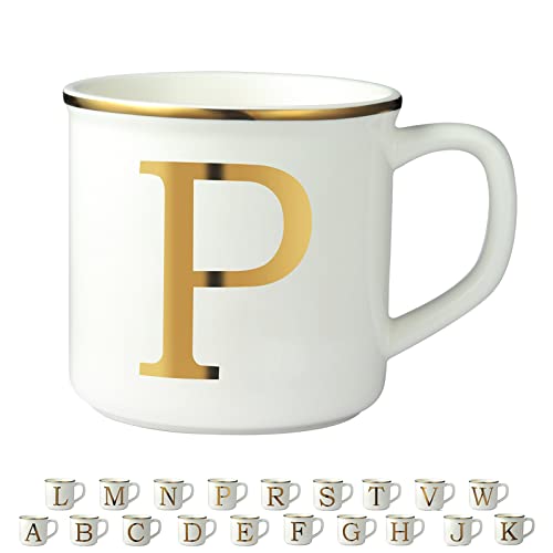 Miicol Micorave Safe Kaffeetasse mit goldenen Initialen, 473 ml, große Monogramm-Kaffeetasse, Teetasse für Büro und Zuhause, niedliche personalisierte Tasse, Geschenk für Familie, Freunde, Frauen und von Miicol