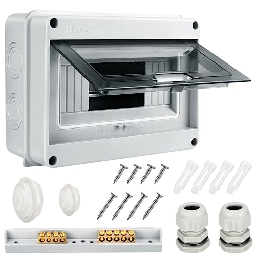Miiepls Verteilerkasten Aufputz, IP65 Wasserdicht, ABS Material, Messingklemmen, 8 Module, Garten, Außenbereiche, Villen, Ladesäulen von Miiepls