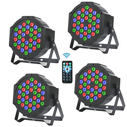 LED Par Strahler - 4 Stück 36 LED Licht Discolicht Partylicht 7 Modi RGB Bühnenlicht mit Fernbedienung LED Disco DJ licht für DJ Bar Band Stage Musik Party Hochzeit Halloween Weihnachten von Miilovdora