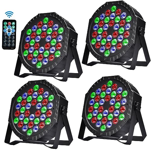 4 Stück LED Par Strahler 36 LED Bühnenlicht Discolicht Partylicht DJ Licht RGB DMX512 mit Fernbedienung Bühnenbeleuchtung 7 Beleuchtung Modi für KTV DJ Bar Party Hochzeit Halloween Weihnachten von Miilovdora