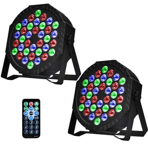 LED Par Strahler 36 LED Bühnenlichter RGB Partylicht mit Fernbedienung LED Disco Licht Lichtshow für DJ Bar Band Stage Musik Party Hochzeit Halloween Weihnachten (2er Pack) von Miilovdora