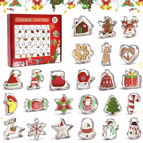 Ausstecher Weihnachten, Ausstechformen Weihnachten Klein, Weihnachtskeksform aus Edelstahl, Ausstechformen Kinder Brot und Gemüse Weihnachtsstile, 24 Stück Ausstecher Weihnachten, Ausstechformen Weihnachten Klein, Weihnachtskeksform aus Edelstahl, Ausstechformen Kinder Brot und Gemüse Weihnachtsstile, 24 Stück von Miioto