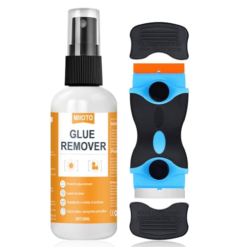 Miioto Aufkleberentferner, Sekundenkleber Entferner, Klebereste Entferner Fensterrahmen, Klebstoffentferner Extra Stark Vignetten Entferner, Entfernt Aufkleber von Fast Jeder Oberfläche 50ml von Miioto