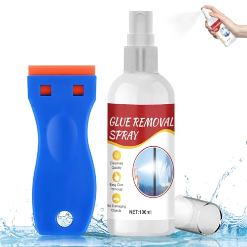Miioto Etiketten Entferner, Klebereste Aufkleberentferner, Sekundenkleber Entferner mit Doppelseitigem Schaber, Entfernt Schnell Hartnäckige Etiketten Allen Glatten Oberflächen 100ml von Miioto