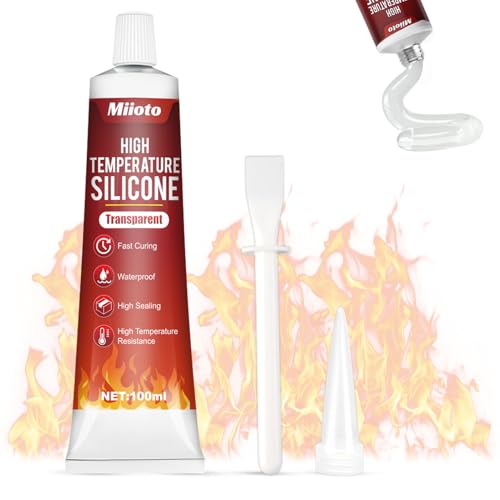 Miioto Hochtemperaturkleber, Kleber Hitzebeständig, Ofenschnurkleber, Backofen Kleber, Schamottkleber, Geeignet für Hochtemperaturabdichtung von Kaminen, Schornsteinen Grillrosten, 100ml von Miioto