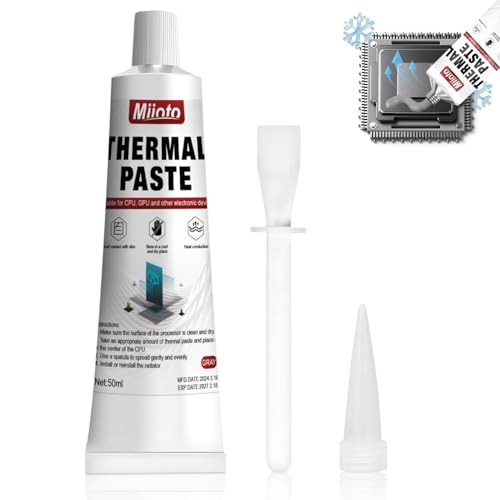 Miioto Thermalpaste, Kühlpaste CPU, CPU Wärmeleitpaste, CPU Thermal Paste Geeignet zur Kühlung von Komponenten wie Kühlschrank, CPU, GPU, Speicher -50ml (Grau) Miioto Thermalpaste, Kühlpaste CPU, CPU Wärmeleitpaste, CPU Thermal Paste Geeignet zur Kühlung von Komponenten wie Kühlschrank, CPU, GPU, Speicher -50ml (Grau) von Miioto