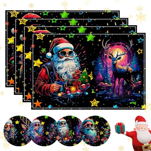 Miioto Platzdeckchen Weihnachten, Tischsets Weihnachten Abwaschbar, Platzsets Weihnachten Stoff 4er-Set Weihnachtliche Tischdekoration, 30 x 45 cm Miioto Platzdeckchen Weihnachten, Tischsets Weihnachten Abwaschbar, Platzsets Weihnachten Stoff 4er-Set Weihnachtliche Tischdekoration, 30 x 45 cm von Miioto