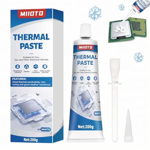 Miioto Kühlpaste, Kühlpaste CPU, CPU Wärmeleitpaste, Beständig Gegen Hohe und Niedrige Temperaturen, Geeignet zur Kühlung Von Komponenten wie Kühlschrank, CPU, Gpu, Speicher -200g (Weiß) von Miioto