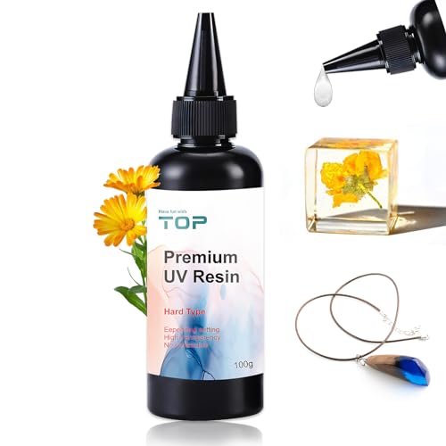 UV Resin Hard Glue, 100g UV-Harz, UV-Kleber, Kristallklarer, Bastelkleber Transparent Flüssig, UV-Harzkleber, Schmuckkleber Extra Stark Transparent, Für Basteldekoration, Gießen Und Beschichtung von Miioto