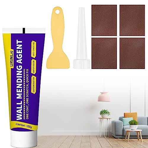 Wand Löcher Füllen, Spachtelmasse Weiß Innen, Wandreparaturpaste mit Spachtel und Schleifpapier, Effektive Reparatur von Rissen, Löchern, Abblättern und Graffiti an Innenwänden – 100 g von Miioto