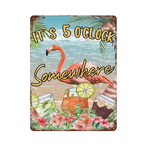 Flamingo Beach It's 5 Oclock Somewhere Metallschilder Sommer Meer Strand Metall Retro Blechschild für Home Bar Wandkunst Dekor 40,6 x 30,5 cm Flamingo Beach It's 5 Oclock Somewhere Metallschilder Sommer Meer Strand Metall Retro Blechschild für Home Bar Wandkunst Dekor 40,6 x 30,5 cm von Miisglory