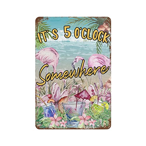 Metall-Blechschild Flamingo Beach It's 5 Oclock Somewhere Plaque Blechschild, Summer Beach Party Rest Aluminiumschild für Garage, Man Cave Bar Küche, 30,5 x 20,3 cm Metall-Blechschild Flamingo Beach It's 5 Oclock Somewhere Plaque Blechschild, Summer Beach Party Rest Aluminiumschild für Garage, Man Cave Bar Küche, 30,5 x 20,3 cm von Miisglory
