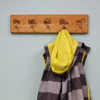 Kindergarderobe Aus Eiche Traktor & Bagger Haken Mit Gravur von MijMojDesign