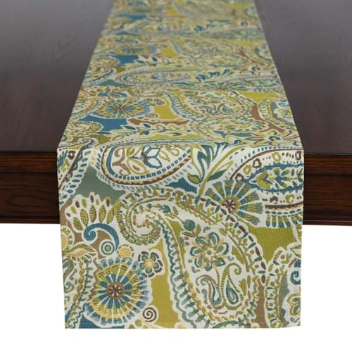 Mika Home Paisley-Tischläufer für Heimdekoration, 33 x 183 cm, Grün / Braun, saisonale Esstischdekoration für Zuhause von Mika Home