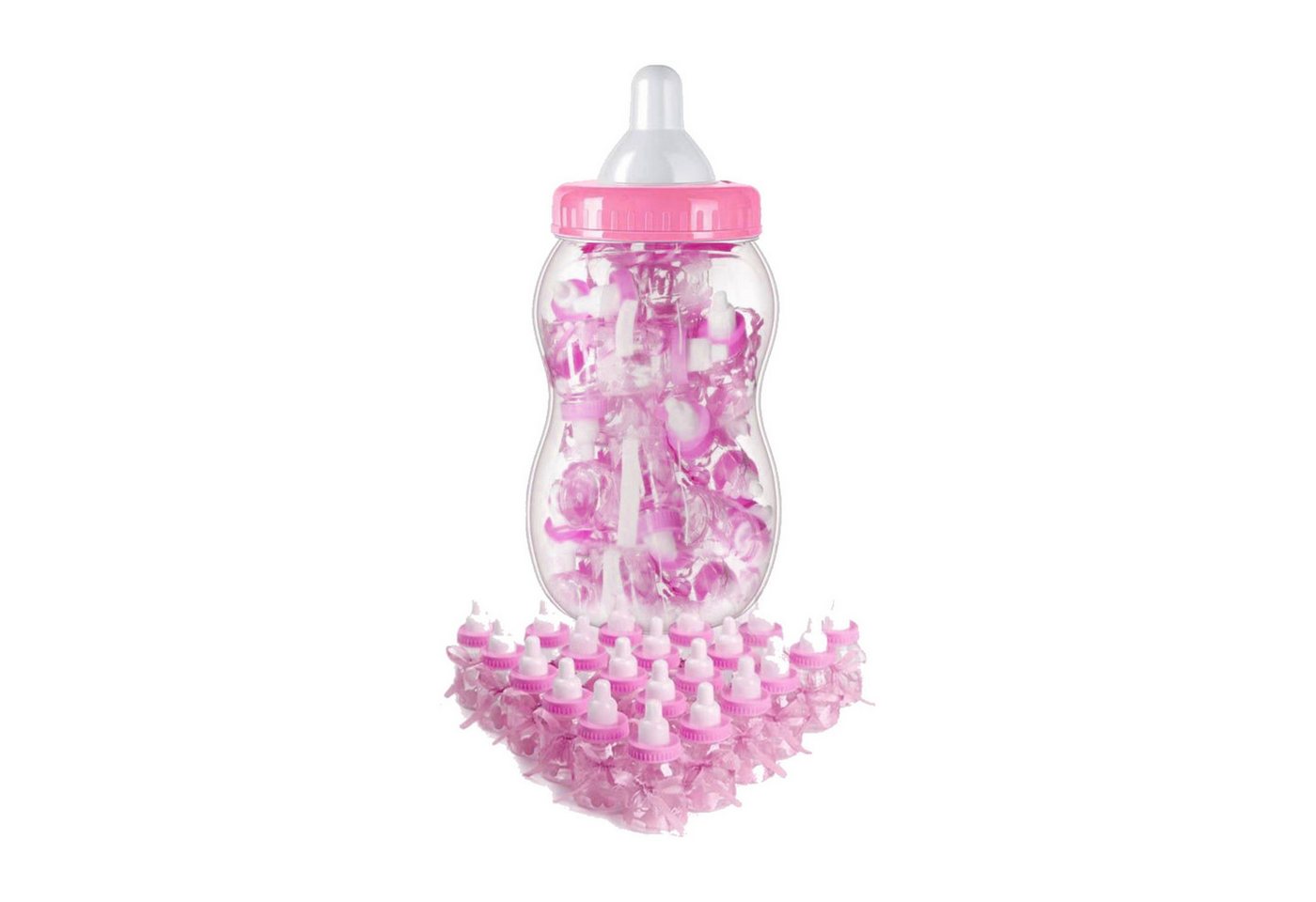 Mikamax Dekofigur XXL Babyflasche mit 30 kleinen Flaschen für Babypartys in Pink Mikamax Dekofigur XXL Babyflasche mit 30 kleinen Flaschen für Babypartys in Pink von Mikamax