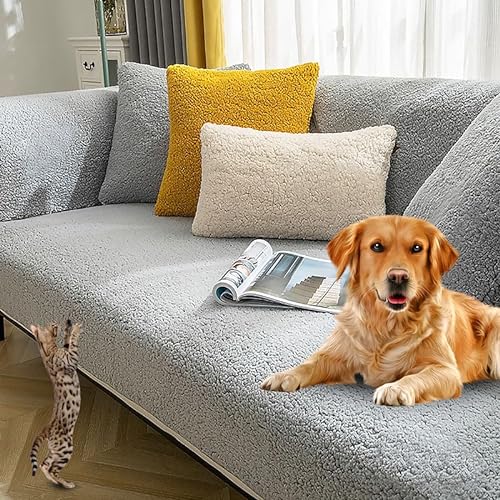 Sofaschoner rutschfest L Form Ecksofa Sofa Überzug Sofadecke Samt Sofabezug 3 2 1 4 sitzer Sofahusse für Sofas aus Mikrofaser Ledersofa (Grau-70x150cm) von Mikayia