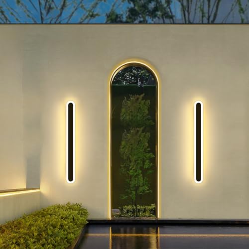 Mikeru 60CM Moderne minimalistische Außenwandleuchte, 3000k Warmes Weiß 22W Wandmontierte LED Außenleuchten Netzbetriebene lange Streifen Wandleuchte für dekorative Beleuchtung von Mikeru