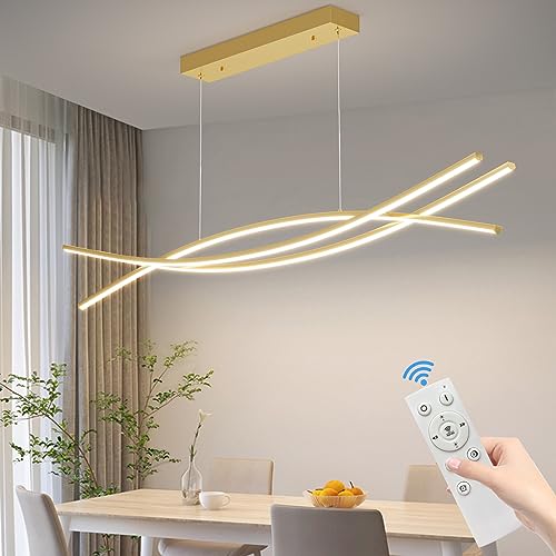 LED Pendelleuchte Esstisch Hängelampe,100cm schwarz Moderne Hängeleuchte,dimmbar mit Fernbedienung pendellampe,höhenverstellbar Hängelampe für büro esszimmer Wohnzimmer Küche von Mikeru