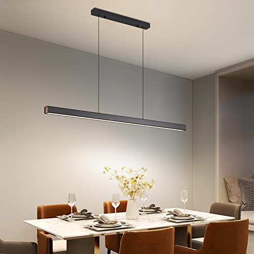 Mikeru 100CM Pendelleuchte Esstisch, Modernes Lineares Esszimmer Pendelleuchten LED mit 10%-100% Dimmbare Esszimmerleuchten Decke 3000K/4500K/6500K 3 Farben für Esszimmer, Wohnzimmer von Mikeru