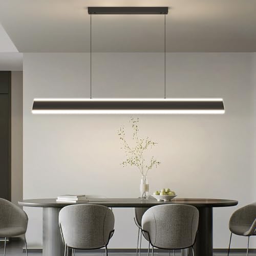 Mikeru 100cm Dimmbare Moderne LED Pendelleuchte, Kronleuchter Licht 10% -100% Helligkeit Einstellbar mit Fernbedienung, Kücheninsel Leuchten mit 3000K/4500K/6500k 3 Farben Lichter für Esszimmer, Büro von Mikeru