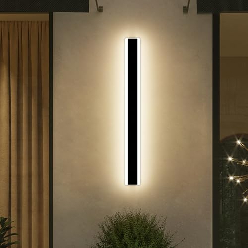 Mikeru 100cm Moderne Außenwandleuchte, Schwarze Außenleuchte mit 3000K Warmweißem Licht IP65 Regensicher Minimalistische Dekoration Veranda Wandleuchte für Terrasse Garage von Mikeru