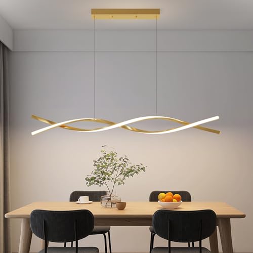 Mikeru 120CM Dimmbare Hängende Pendelleuchte, Dining Kronleuchter mit 3 Farbtemperaturen (3000K Warmweißes Licht, 4500K Neutrales Licht, 6000K Kaltweißes Licht) & Memory-Funktion for Wohnzimmer von Mikeru