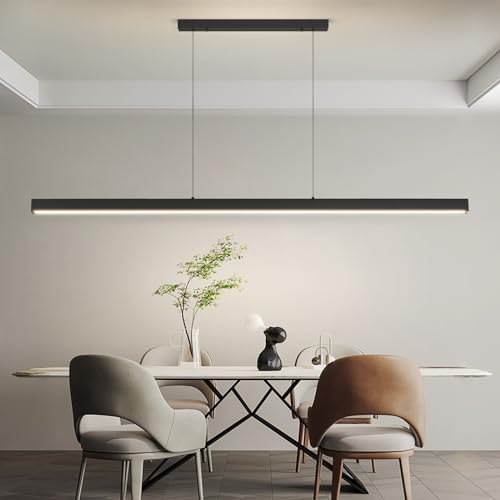 Mikeru 180cm Dimmbare Moderne LED Pendelleuchte, Kücheninsel Leuchten mit 3000K/4500K/6000K 3 Farben Lichter 10% -100% Helligkeit Einstellbar mit Fernbedienung für Esszimmer, Büro von Mikeru