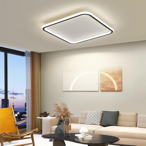 Mikeru 3000K Zeitgenössische Deckenleuchte 50cm, LED Quadratische Deckenbeleuchtung Warmweiße Deckenleuchte Badezimmer Deckenleuchten ohne Fernbedienung Küchen Licht für Wohnzimmer, Treppenhaus von Mikeru