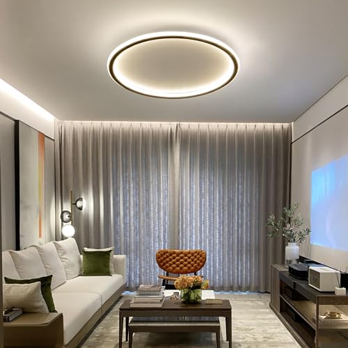 Mikeru 60cm LED Rund Deckenleuchte Dimmbare, Zeitgenössische Deckenleuchten 3000K/4500K/6500K 3 Farben Deckenlampe Kreise Küchen Deckenleuchte mit Fernbedienung 10% bis 100% für Garage, Wohnzimmer von Mikeru