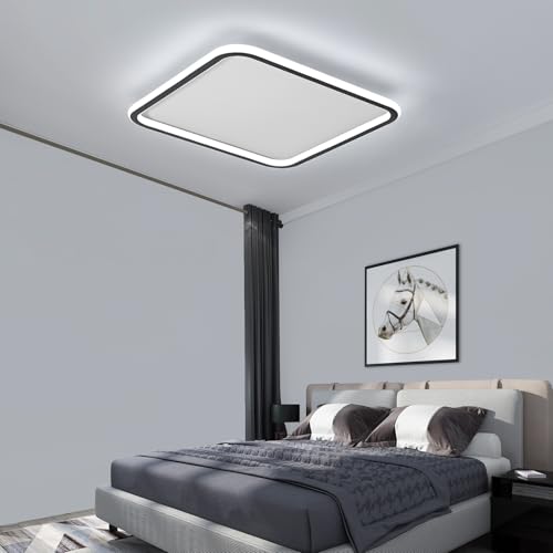 Mikeru Cooles Licht Deckenleuchten, 50cm Bündig montiert Deckenleuchte 6500K Quadratische LED-Deckenleuchte Ultradünnes Licht für das Badezimmer 5cm Dicke Küche Deckenleuchten für Wohnzimme von Mikeru