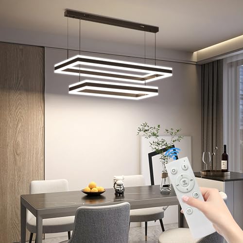 Mikeru Led Pendellampe, Wohnzimmerlampe 40+60cm Kronleuchter Oben Unten Beleuchtet, Moderner Kreativer Wohnzimmer Pendelleuchten Mit Fernbedienung 10%-100% Dimmbar Kücheninsel 150cm Höhenverstellbar von Mikeru