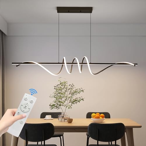 Mikeru LED Pendelleuchte esszimmer, Modernes Spirale-Design Stufenlos dimmbare Hängelampe mit Fernbedienung Memory-Funktion, Höhenverstellbare Esszimmerlampe, Für Küche, Wohnräume, 150cm Schwarz Mikeru LED Pendelleuchte esszimmer, Modernes Spirale-Design Stufenlos dimmbare Hängelampe mit Fernbedienung Memory-Funktion, Höhenverstellbare Esszimmerlampe, Für Küche, Wohnräume, 150cm Schwarz von Mikeru