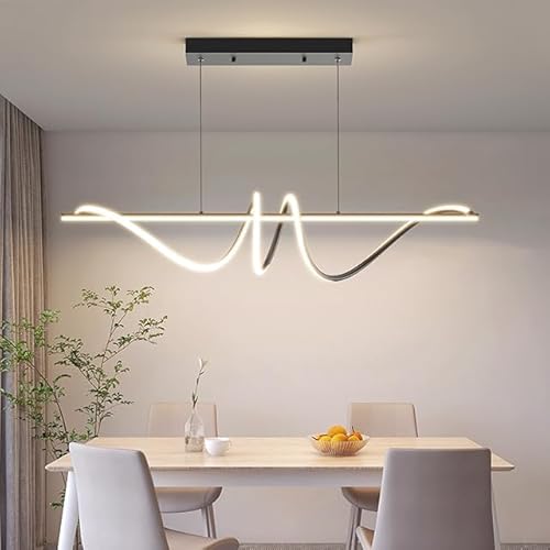 Mikeru Pendelleuchte Esstisch,Esstischlampe 100CM Modernes Spirale Design Hängeleuchte Schwarz,Dimmbare Mit Fernbedienung Led Hängelampe Fürhängelampe Esszimmer Arbeitszimmer Wohnzimmer Küche von Mikeru