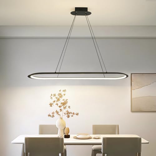 Mikeru Moderne Pendelleuchte Esstisch 100cm, Schwarz Dimmbare 10% bis 100% Pendelleucht Kuch mit Fernbedienung & Memory-Funktion 3 Farblichter (3000K/4500K/6000K) für Küche Indoor von Mikeru